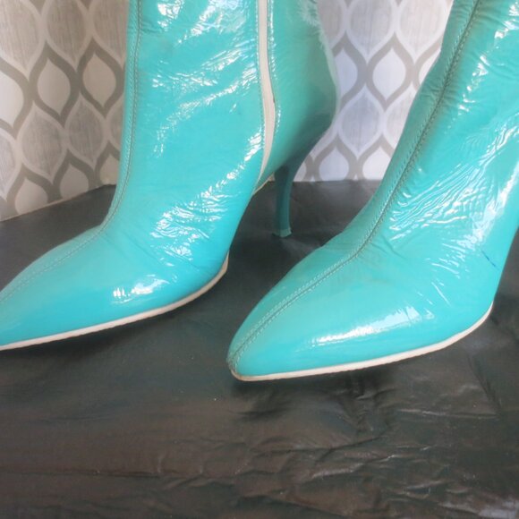 Vintage Retro Fun Hip Chic Wild Boho Cute Patented Leather Upper Ankle High Heel - Picture 2 of 10